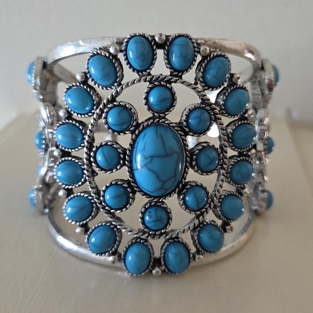 Turquoise Color Silver Cuff Bracelet